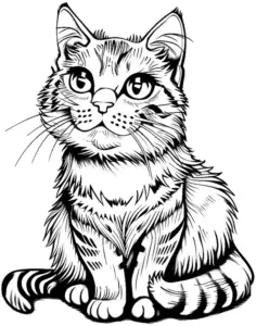 ausmalbild-von-einer-sitzenden-katze-mit-grossen-augen