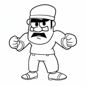 ausmalbild-von-muskuloesem-mann-mit-entschlossener-pose