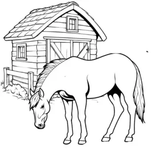 ausmalbild-von-pferd-im-reiterstall