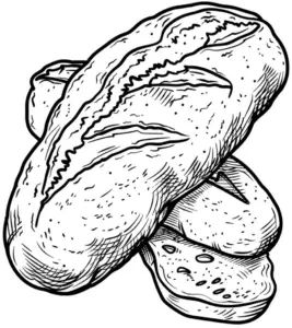 ausmalbild-von-verschiedenen-broten-mit-details