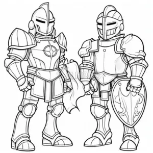 ausmalbild-von-zwei-rittern-in-ruestung