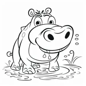 ausmalbild-vorlage-fröhliches-nilpferd-im-wasser