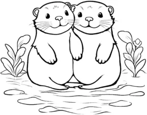 ausmalbild-waldotter-am-wasser-mit-pflanzen