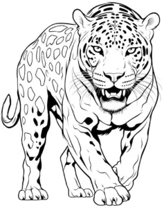ausmalbild-wandernder-jaguar-mit-detailzeichnung