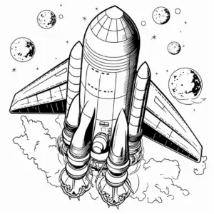 ausmalbild-weltraumrakete-mit-planeten-und-sternen