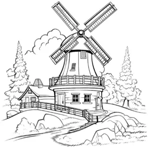 ausmalbild-windmuehle-in-der-natur