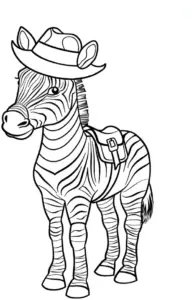 ausmalbild-zebra-mit-hut-und-tasche