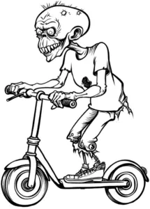 ausmalbild-zombie-auf-roller-mit-besonderen-merkmale