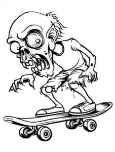 ausmalbild-zombie-auf-skateboard