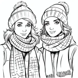 ausmalbild-zwei-frauen-in-winterkleidung