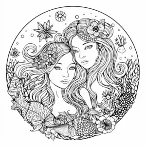 ausmalbild-zwei-frauen-mit-blumen-und-pflanzen