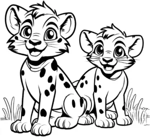 ausmalbild-zwei-geparden-auf-gras