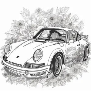 auto-umgeben-von-blumen-ausmalbild