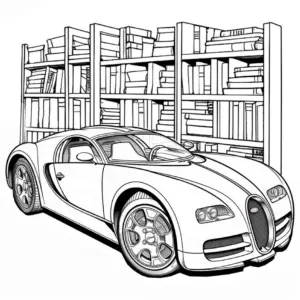 auto-vor-buecherregal-ausmalbild
