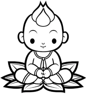 baby-im-lotus-sitz-auf-blume