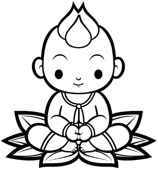 baby-im-lotus-sitz-auf-blume