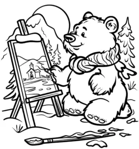 baer-malt-landschaft-und-natur-ausmalbild