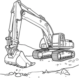 bagger-ausmalbild-auf-baustelle-mit-schaufel