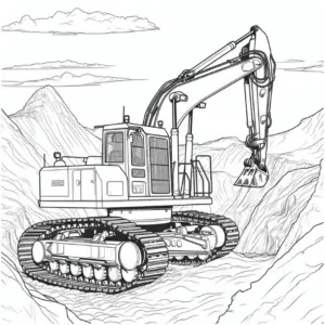 bagger-ausmalbild-in-baustellenumgebung