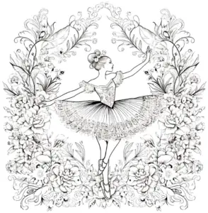 ballerina-mit-blumenmuster-ausmalbild