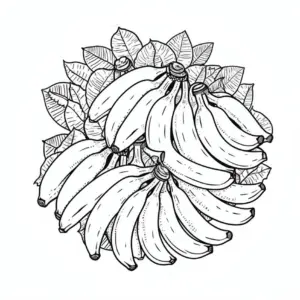 bananen-ausmalbild-mit-gruenen-blaettern