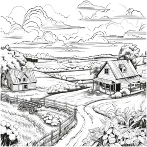 bauernhof-mit-haeusern-und-landschaft