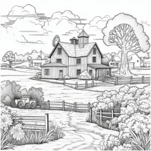 bauernhof-mit-traktor-und-windrad