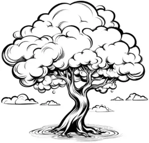 baum-ausmalbild-mit-wolken-und-hintergrund