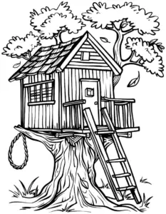 baumhaus-in-einem-baum-mit-leiter