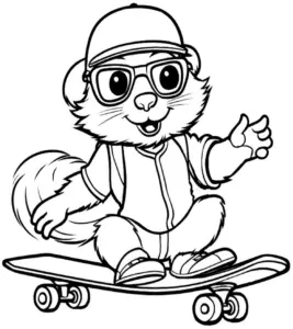 biber-auf-skateboard-ausmalbild