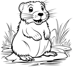 biber-ausmalbild-mit-natur-und-pflanzen