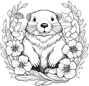 biber-in-blumen-motiv-ausmalbild