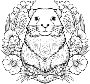 biber-in-blumengarten-ausmalbild
