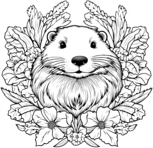 biber-mit-blumen-ausmalbild-zeichnen