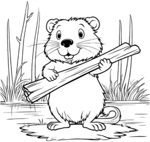 biber-mit-holz-in-natur-ausmalbild