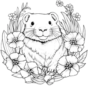 biber-und-blumen-ausmalbild-einfach-gemalt