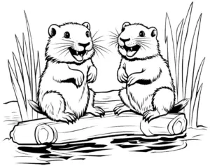 biberfreunde-auf-baumstamm-ausmalbild