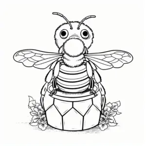 biene-auf-einem-bienenstock-ausmalbild