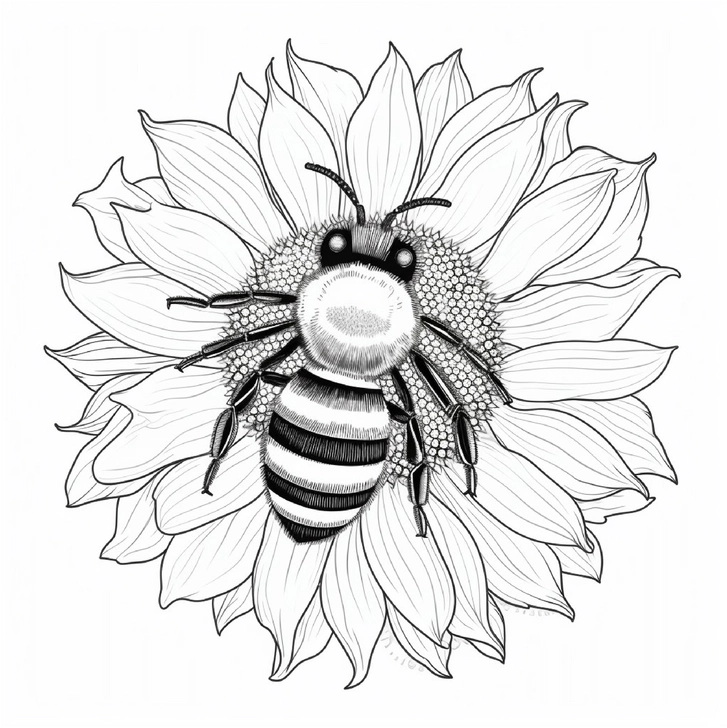 biene-auf-sonnenblume-ausmalbild