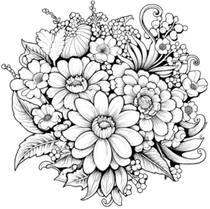 blumen-arrangement-ausmalbild-blumen-muster-gestaltung