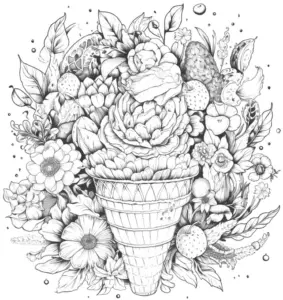 blumen-und-eistuete-ausmalbild