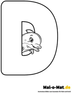 buchstabe-d-mit-delfin-ausmalbild