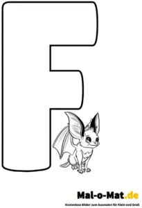 buchstabe-f-mit-fabelwesen-ausmalbild