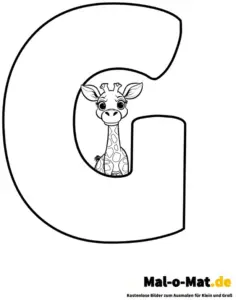 buchstabe-g-mit-giraffe-ausmalbild