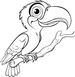 buntes-ausmalbild-eines-tukans-auf-ast