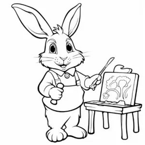 buntes-ausmalbild-von-einem-hase-mit-staffelei