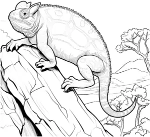 chamaeleon-auf-felsen-ausmalbild-zeichnen