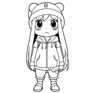 chibi-maedchen-ausmalbild-mit-kapuze-und-hut