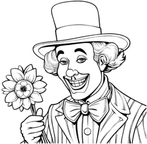 clown-mit-blume-ausmalbild