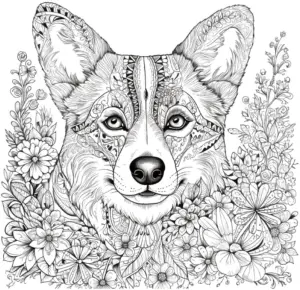 corgi-mit-blumen-und-mustern